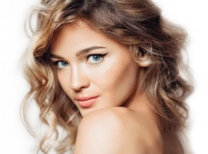 Beautiful woman looking over shoulder on the homepage of Austin Clinic's website