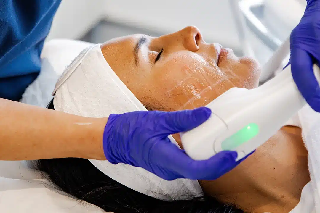 Patient receiving ultrasound treatment