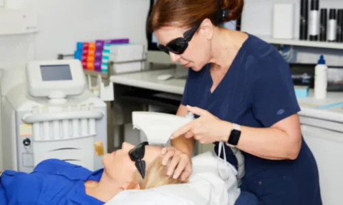 Patient receiving a BBL treatment