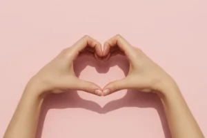 Hands in the shape of a love heart