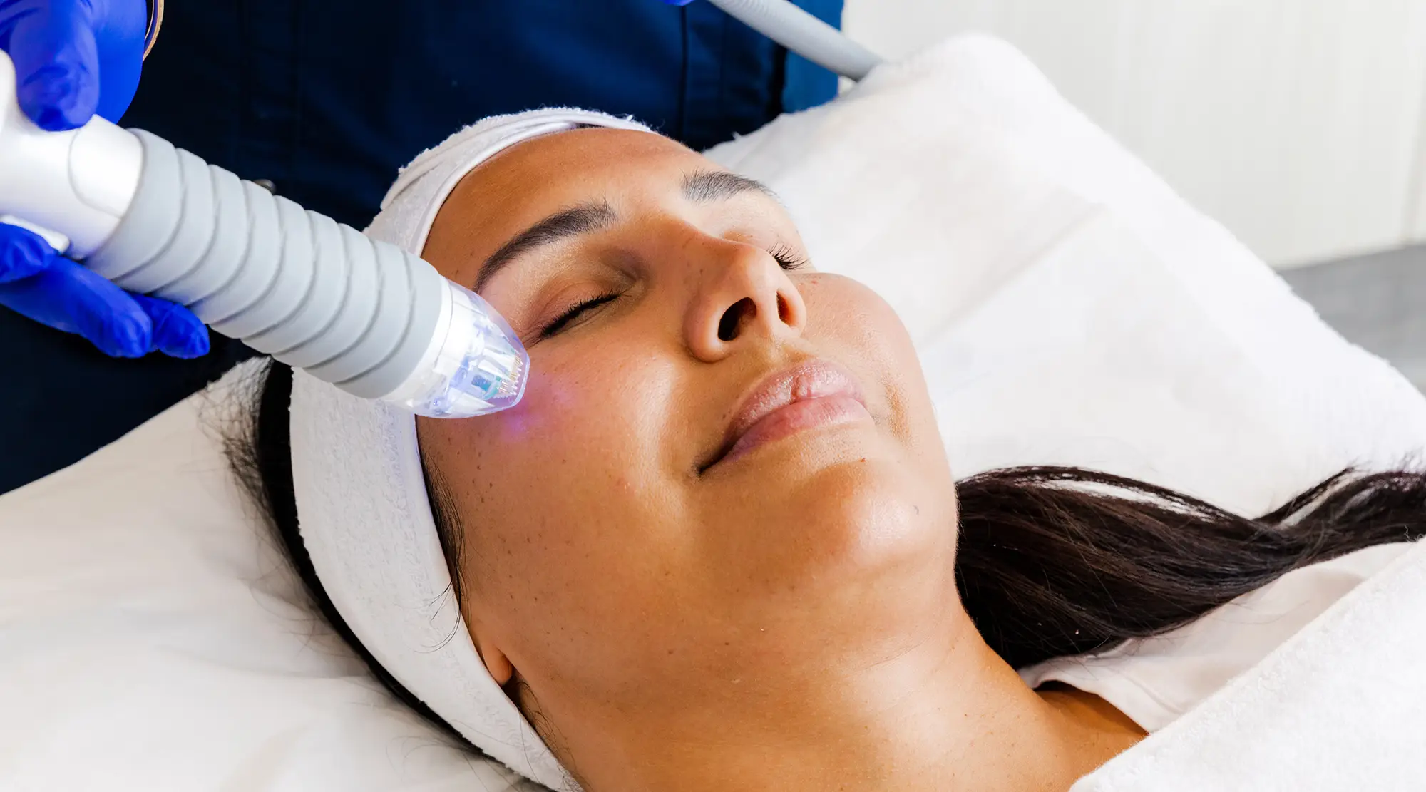 Patient receiving a Vivace treatment at Austin Clinic Sanctuary