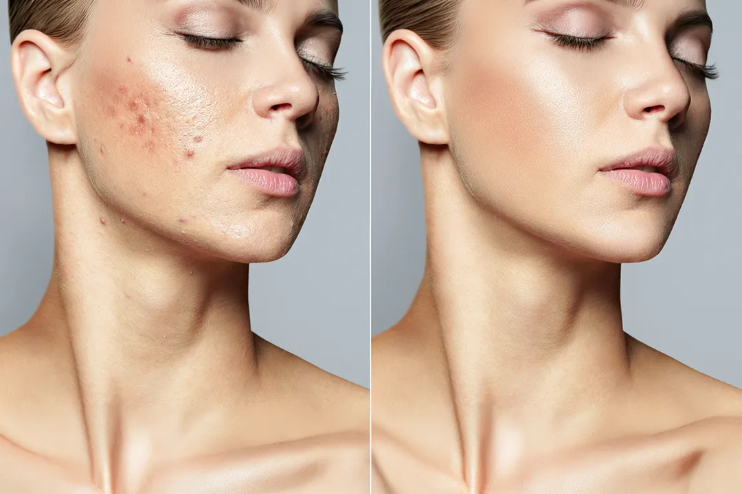 How To Extend the Benefits of Acne Treatment Before and after images of a woman with acne