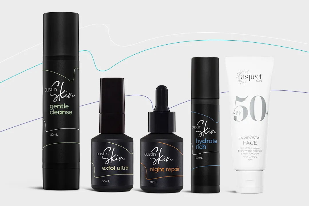 COS1777-5-Step-Routine-Product-Group-01 Five Austin Skin products